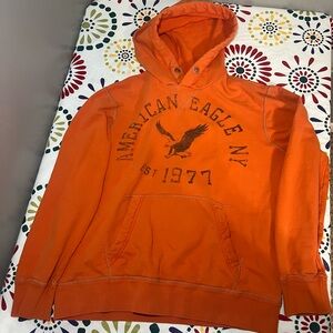 American Eagle Outfitters Men's Orange Hoodie Size: L